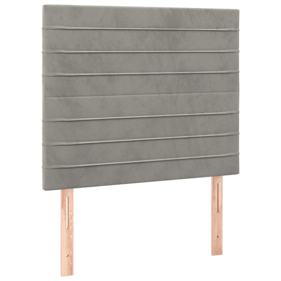 Boxspring Met Matras Fluweel Lichtgrijs 90 x 190 cm Horizontale strepen