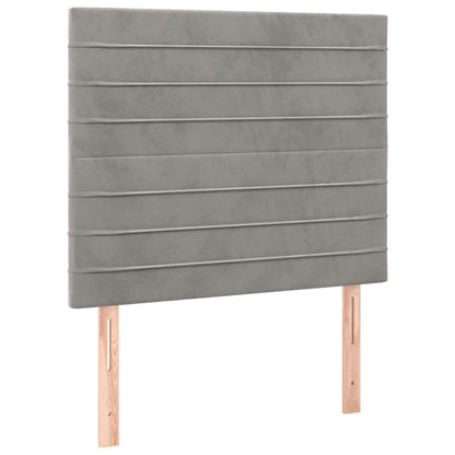 Boxspring Met Matras Fluweel Lichtgrijs 100 x 200 cm Horizontale strepen