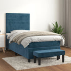 Boxspring Met Matras Fluweel Donkerblauw 100X200 Cm Donkerblauw 100 x 200 cm Horizontale strepen