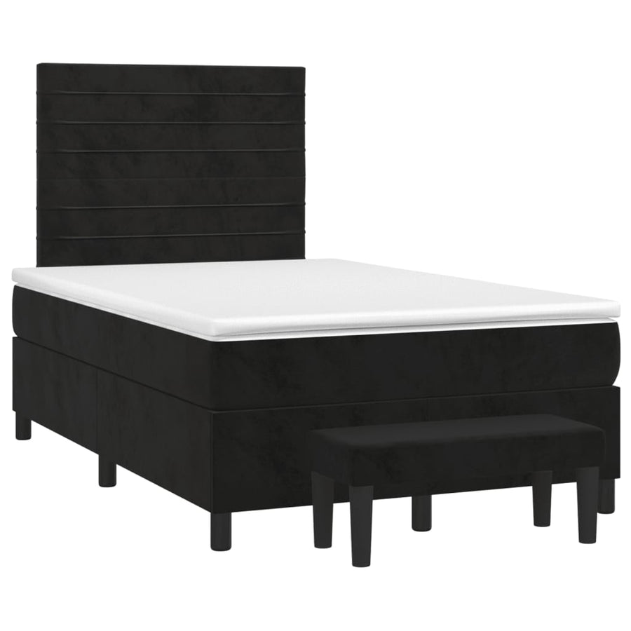 Boxspring Met Matras Fluweel Zwart 120 x 200 cm Horizontale strepen