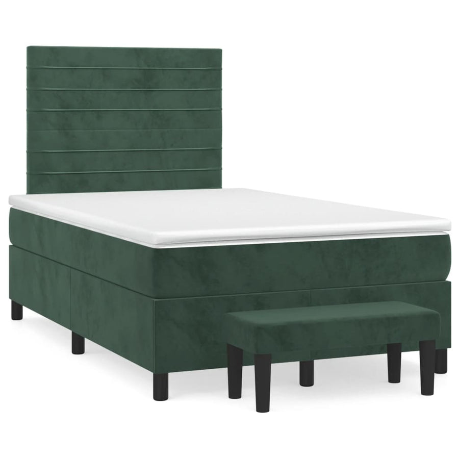 Boxspring Met Matras Fluweel Donkergroen 120X200 Cm 120 x 200 cm Horizontale strepen