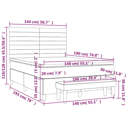 Boxspring Met Matras Fluweel Donkerblauw 140X190 Cm Donkerblauw 140 x 190 cm Horizontale strepen