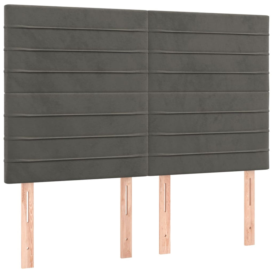 Boxspring Met Matras Fluweel Donkergrijs 140 x 200 cm Horizontale strepen