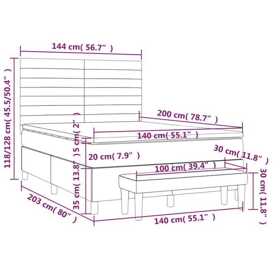 Boxspring Met Matras Fluweel 140 x 200 cm