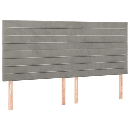 Boxspring Met Matras Fluweel Lichtgrijs 160 x 200 cm Horizontale strepen