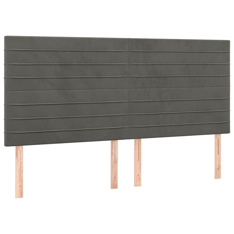 Boxspring Met Matras Fluweel Donkergrijs 160 x 200 cm Horizontale strepen
