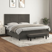 Boxspring 160x200 cm fluweel donkergrijs met matras
