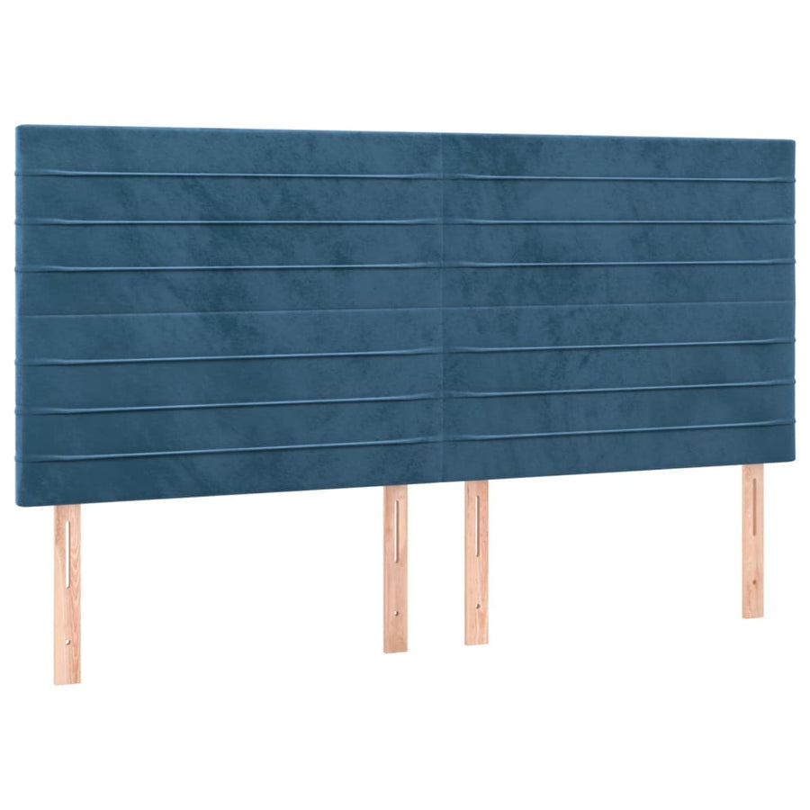 Boxspring Met Matras Fluweel Donkerblauw 160 x 200 cm Horizontale strepen