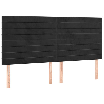 Boxspring Met Matras Fluweel Zwart 180 x 200 cm Horizontale strepen