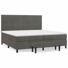 Boxspring Met Matras Fluweel Donkergrijs 200 x 200 cm Horizontale strepen