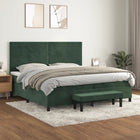 Box spring bed with dark green velvet mattress 200x200 cm