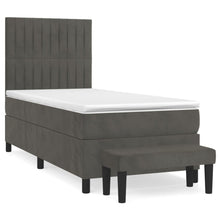 Boxspring Met Matras Fluweel Donkergrijs 90 x 190 cm Verticale strepen