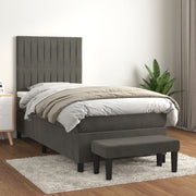 Boxspring 90x200 cm donkergrijs fluweel