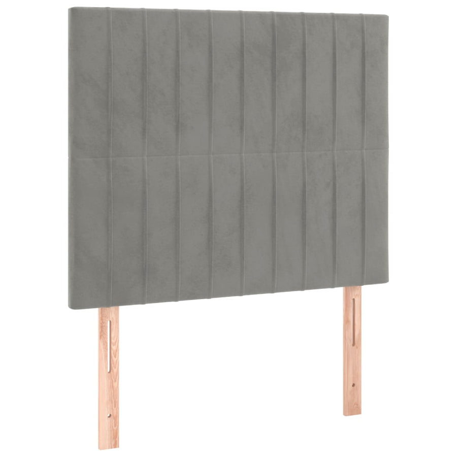 Boxspring met matras fluweel lichtgrijs 100x200 cm 100 x 200 cm Verticale strepen