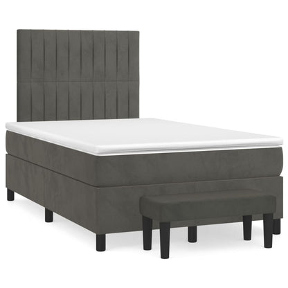 Boxspring Met Matras Fluweel Donkergrijs 120 x 200 cm Verticale strepen