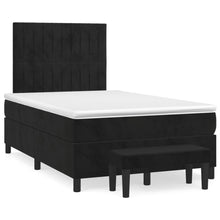 Boxspring Met Matras Fluweel Zwart 120 x 200 cm Verticale strepen