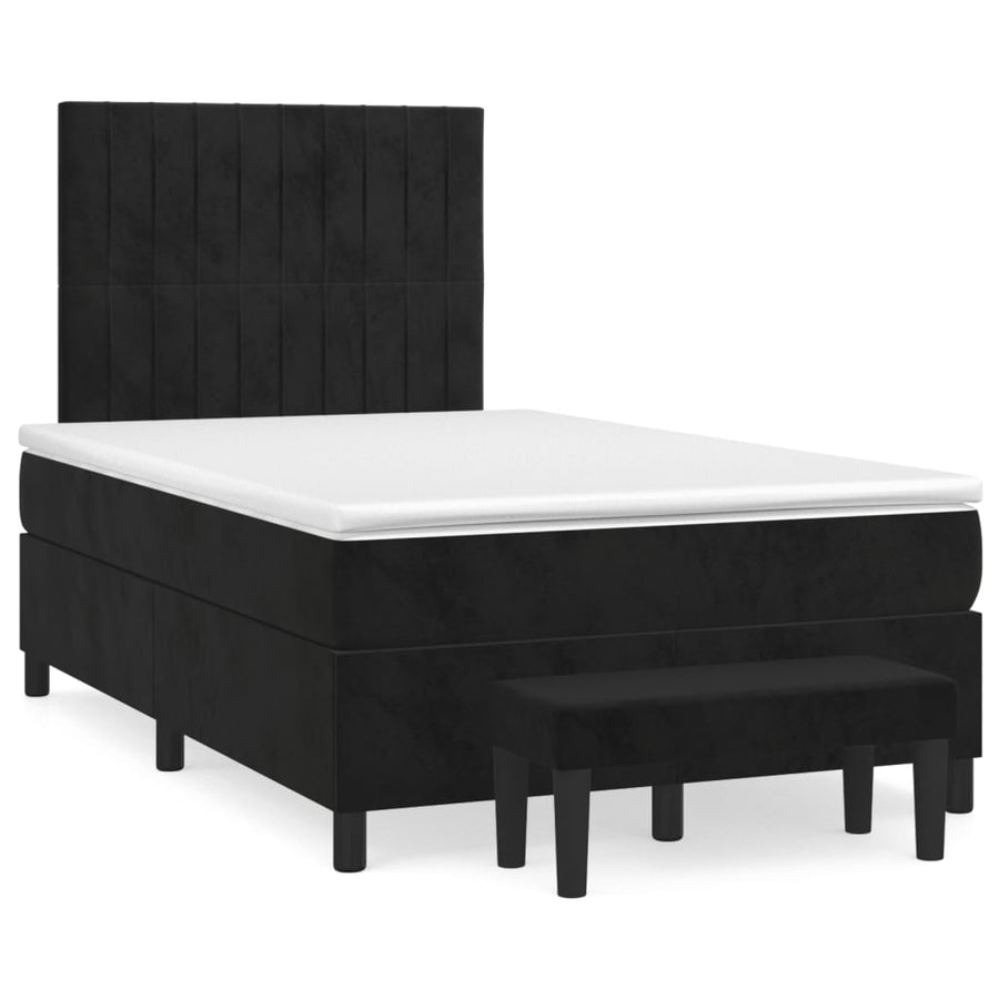 Boxspring Met Matras Fluweel Zwart 120 x 200 cm Verticale strepen