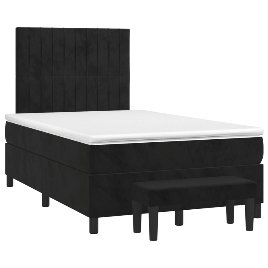 Boxspring Met Matras Fluweel Zwart 120 x 200 cm Verticale strepen