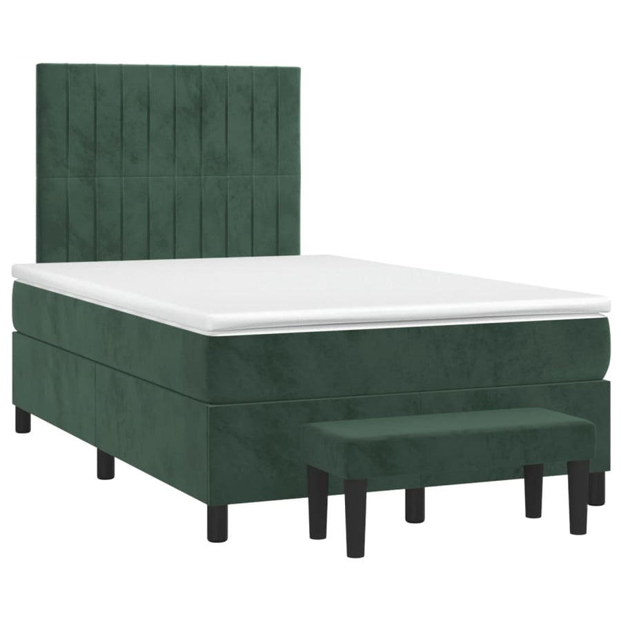 Boxspring Met Matras Fluweel Donkergroen 120X200 Cm 120 x 200 cm Verticale strepen