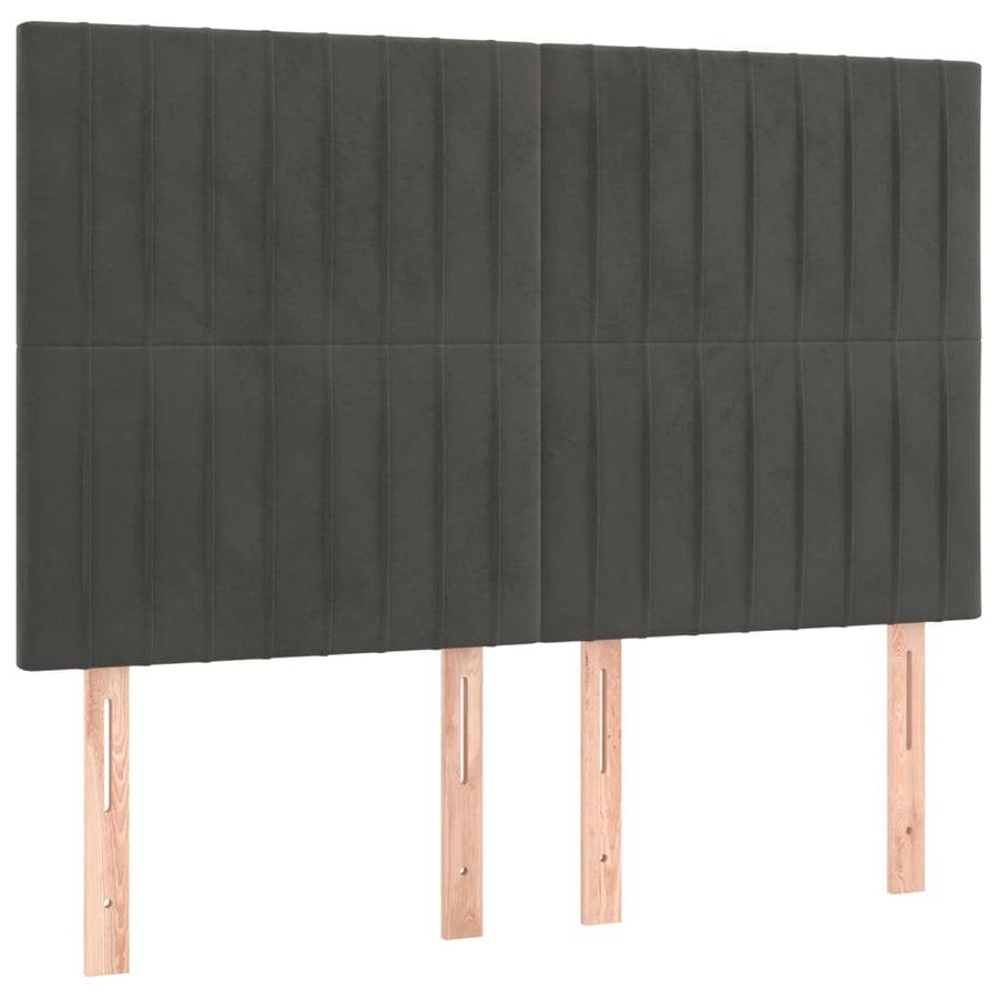 Boxspring Met Matras Fluweel Donkergrijs 140 x 190 cm Verticale strepen