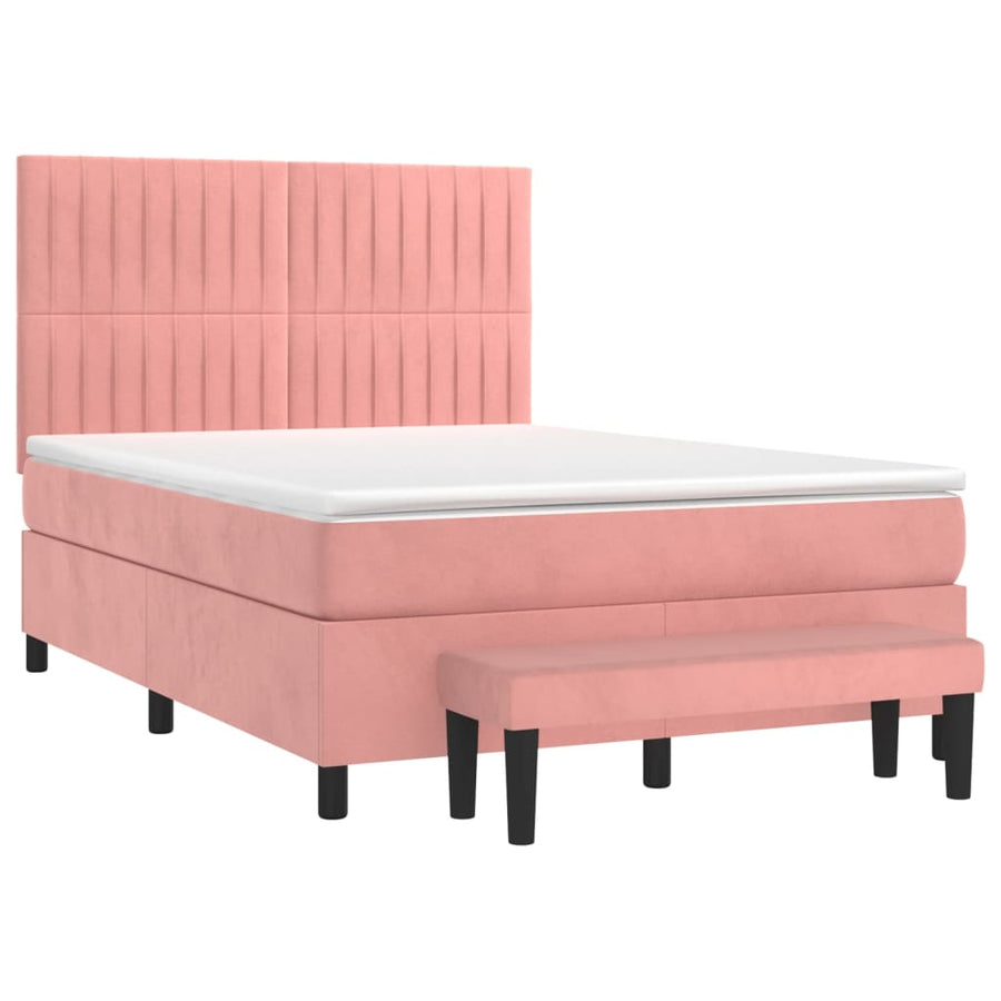Boxspring Met Matras Fluweel 140 x 190 cm