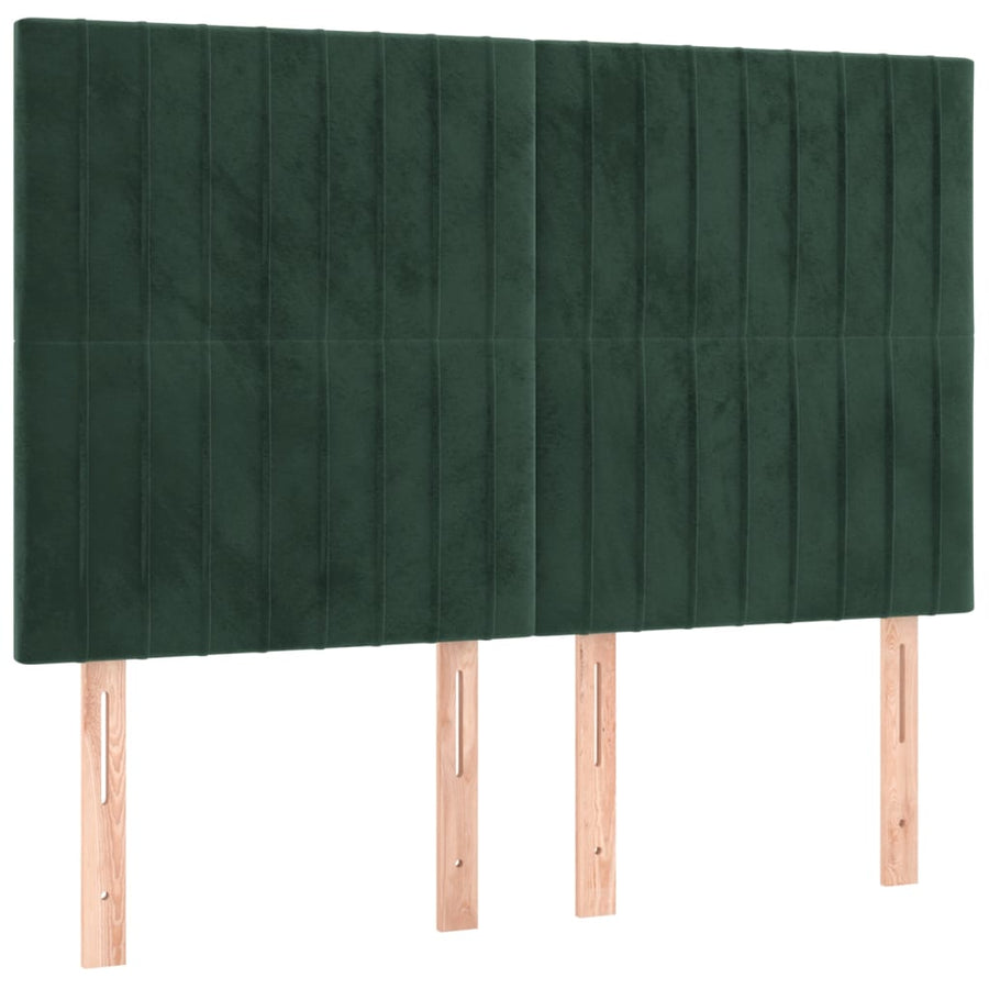 Boxspring Met Matras Fluweel Donkergroen 140 x 200 cm Verticale strepen