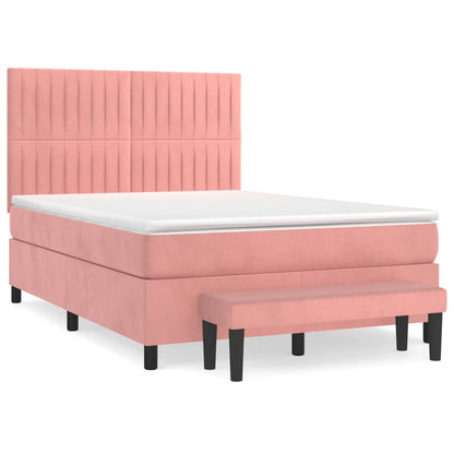 Boxspring Met Matras Fluweel 140 x 200 cm