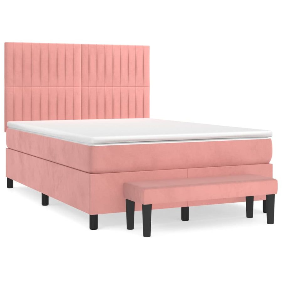 Boxspring Met Matras Fluweel 140 x 200 cm