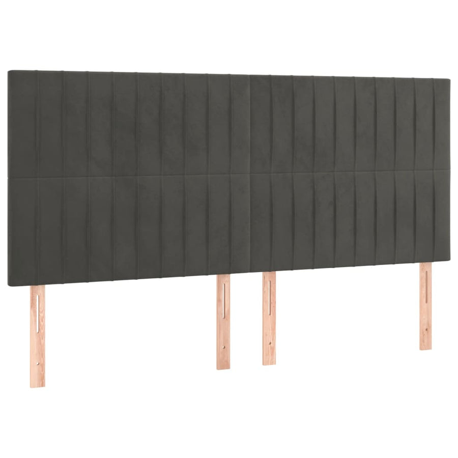 Boxspring Met Matras Fluweel Donkergrijs 160 x 200 cm Verticale strepen