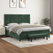 Boxspring met matras 160x200 cm donkergroen fluweel