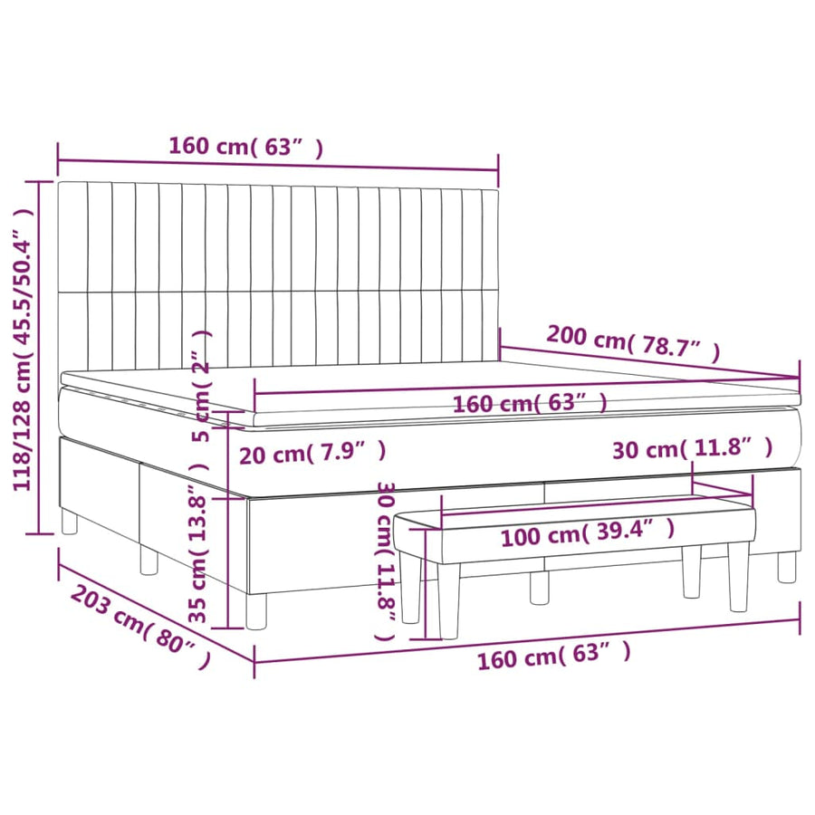 Boxspring Met Matras Fluweel 160 x 200 cm
