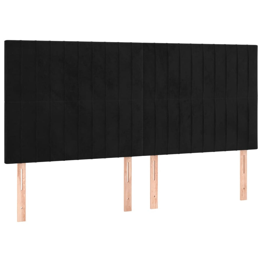 Boxspring Met Matras Fluweel Zwart 200 x 200 cm Verticale strepen