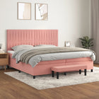 Boxspring met matras 200x200 cm roze fluweel