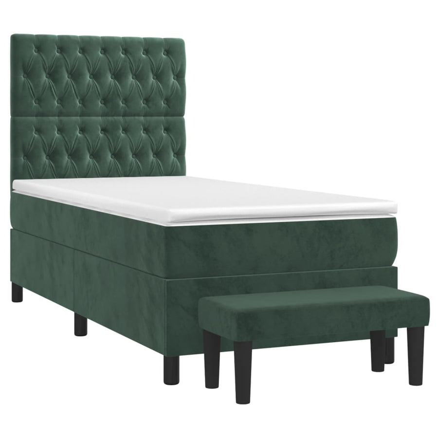 Boxspring Met Matras Fluweel Donkergroen 80X200 Cm 80 x 200 cm Getuft ontwerp