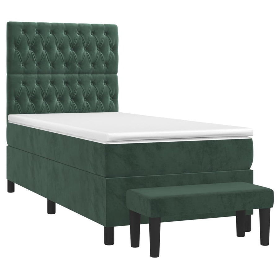 Boxspring Met Matras Fluweel Donkergroen 90X190 Cm 90 x 190 cm Getuft ontwerp