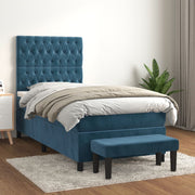 Boxspring met matras donkerblauw 90x190 cm