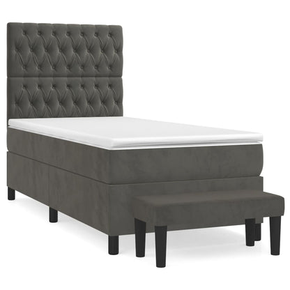 Boxspring Met Matras Fluweel Donkergrijs 90 x 200 cm Getuft ontwerp