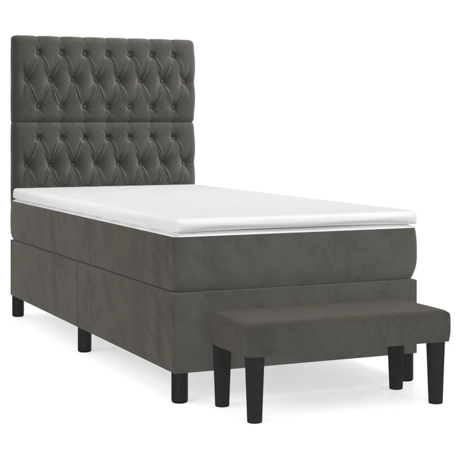 Boxspring Met Matras Fluweel Donkergrijs 90 x 200 cm Getuft ontwerp