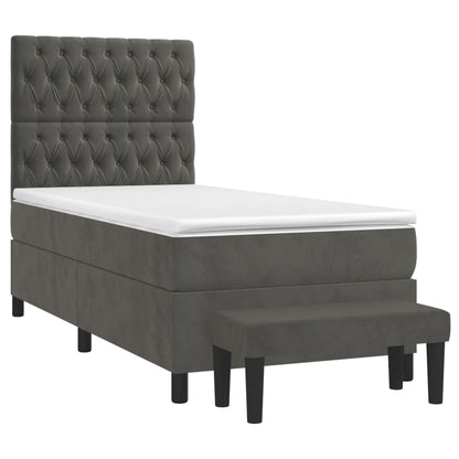 Boxspring Met Matras Fluweel Donkergrijs 90 x 200 cm Getuft ontwerp