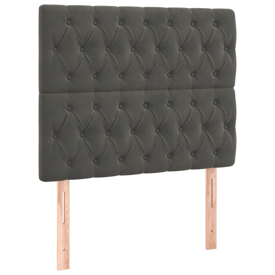 Boxspring Met Matras Fluweel Donkergrijs 90 x 200 cm Getuft ontwerp
