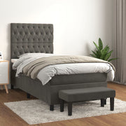 Boxspring met matras 90x200 cm donkergrijs fluweel