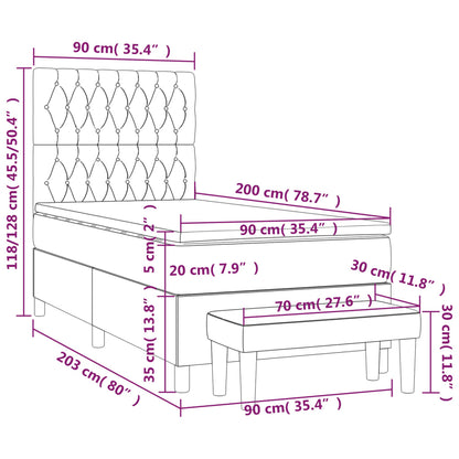 Boxspring Met Matras Fluweel Donkerblauw 90 x 200 cm Getuft ontwerp