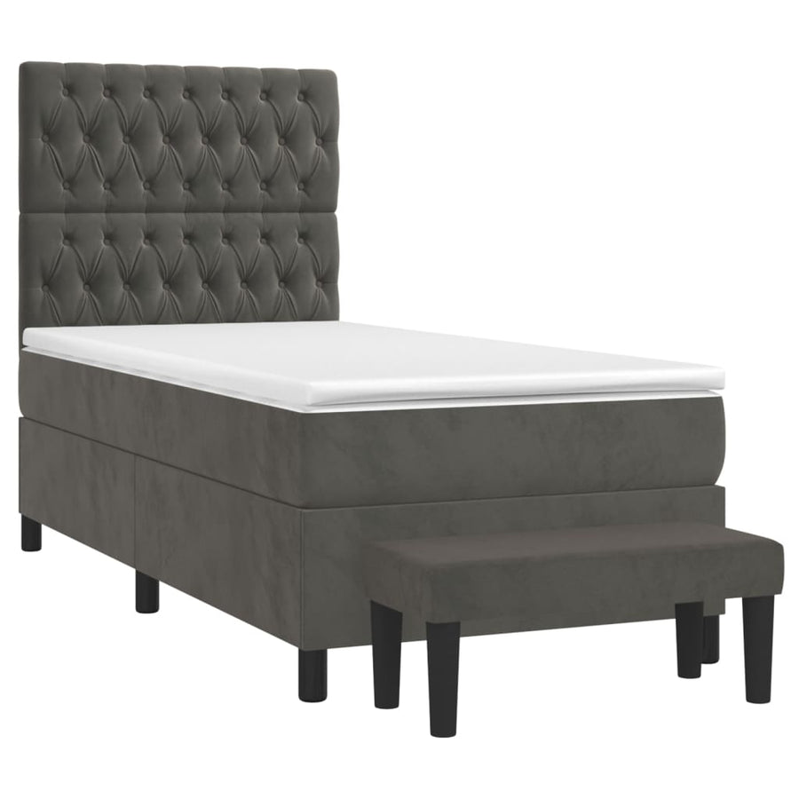 Boxspring Met Matras Fluweel Donkergrijs 100 x 200 cm Getuft ontwerp