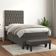 Boxspring met matras 100x200 cm fluweel donkergrijs