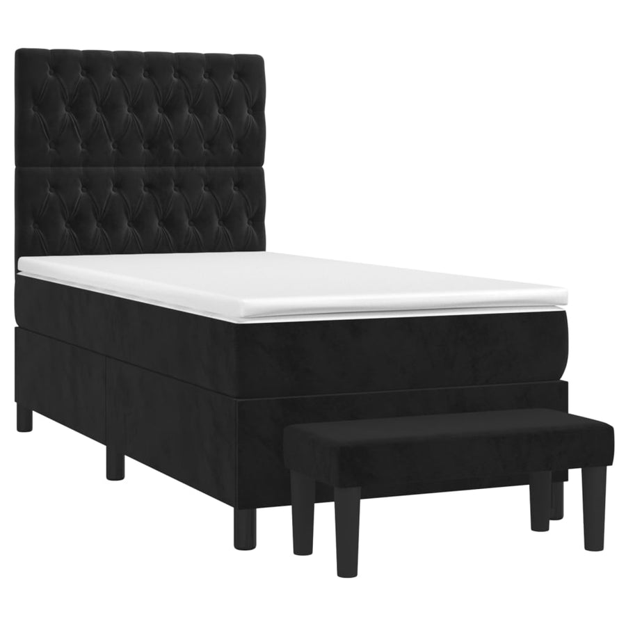 Boxspring Met Matras Fluweel Zwart 100 x 200 cm Getuft ontwerp