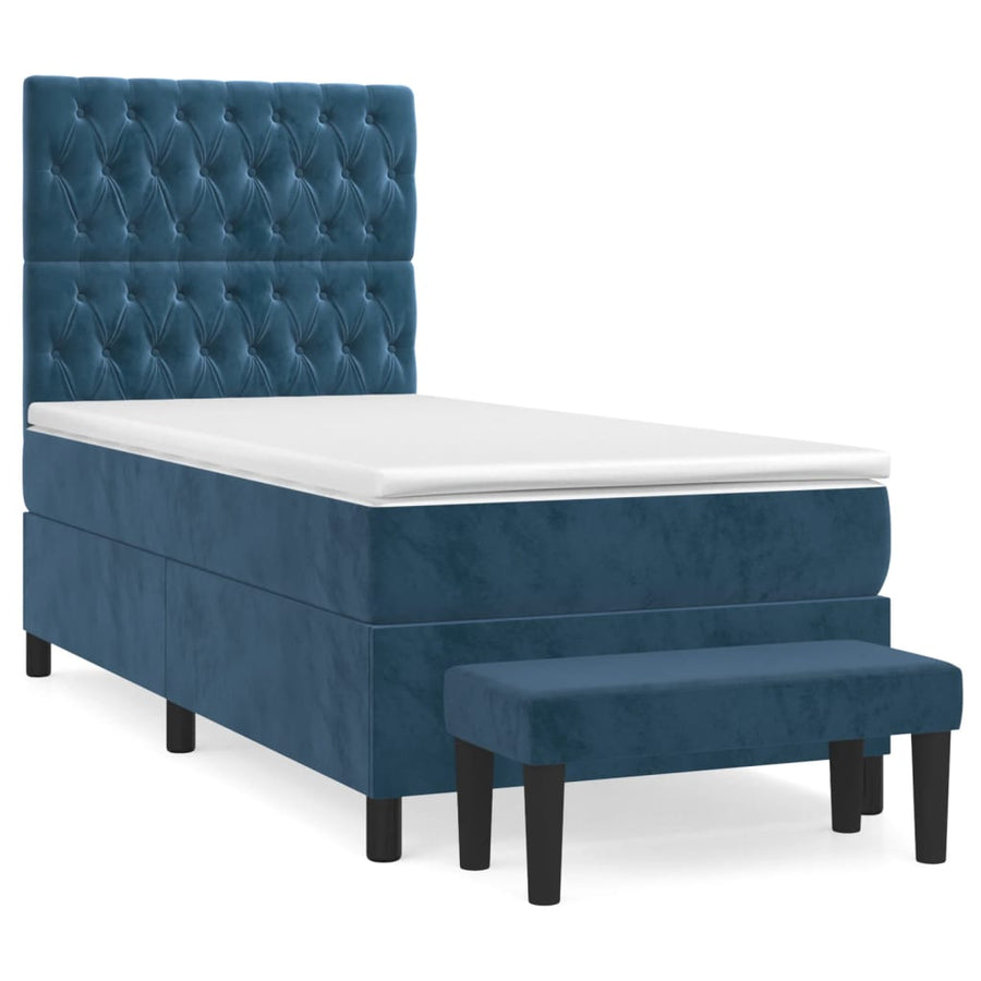Boxspring Met Matras Fluweel Donkerblauw 100 x 200 cm Getuft ontwerp