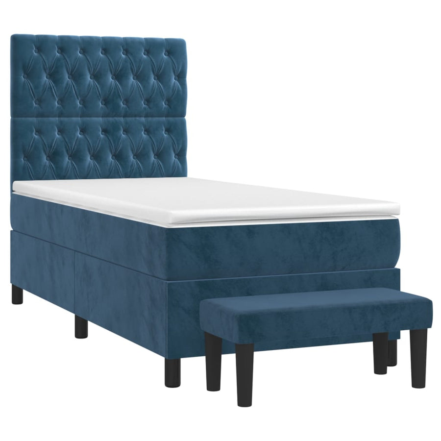 Boxspring Met Matras Fluweel Donkerblauw 100 x 200 cm Getuft ontwerp