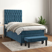 Boxspring met matras 100x200 cm donkerblauw fluweel