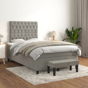 Boxspring met matras 120x200 cm lichtgrijs fluweel