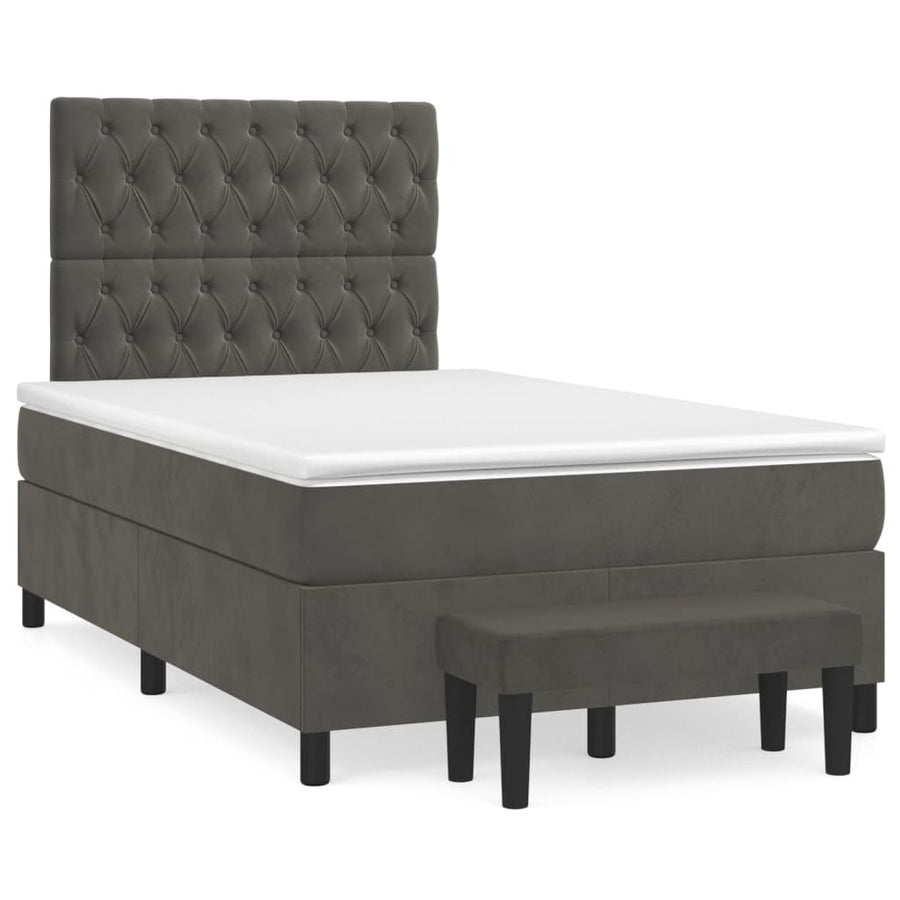 Boxspring Met Matras Fluweel Donkergrijs 120 x 200 cm Getuft ontwerp